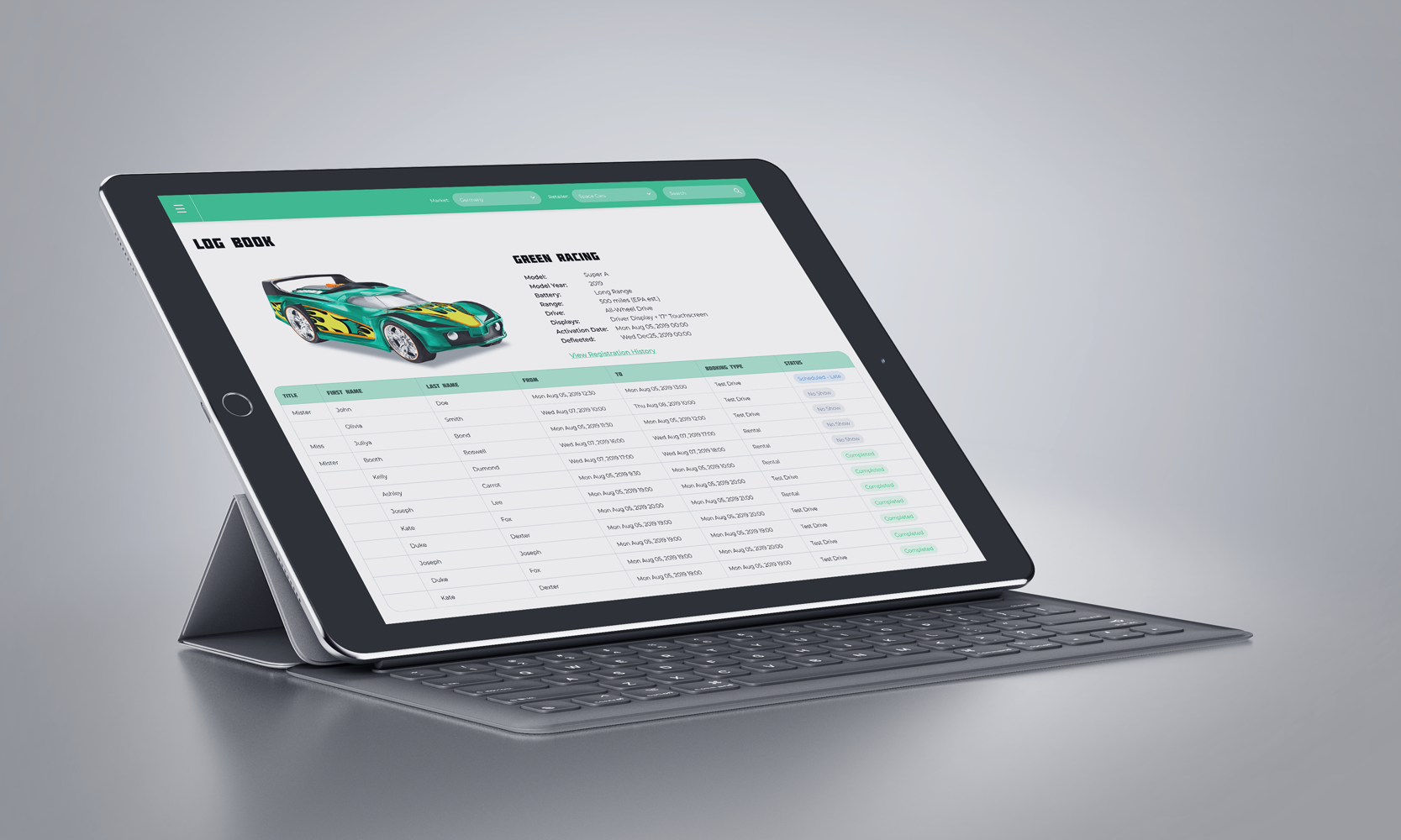 Modern car rental management dashboard